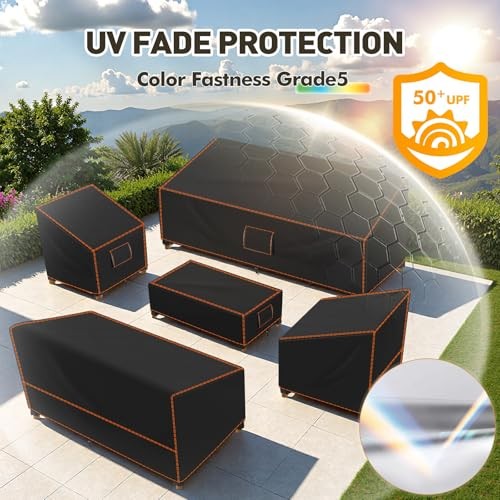 Outdoor Patio Furniture Covers Set, 5 Piece Patio Covers for XX-Large Black