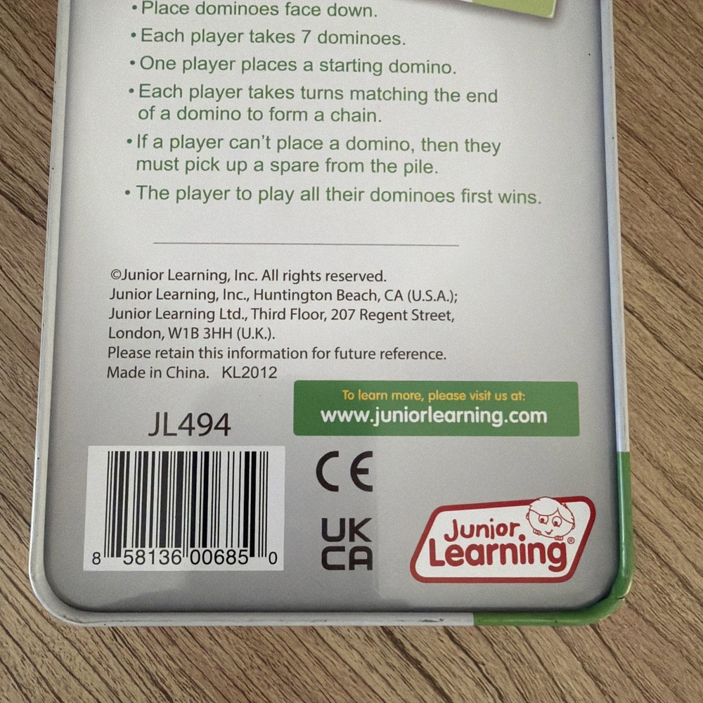 Blends Dominoes Phonics Blending Junior Learning 5+ Multi-Player 28 Pieces