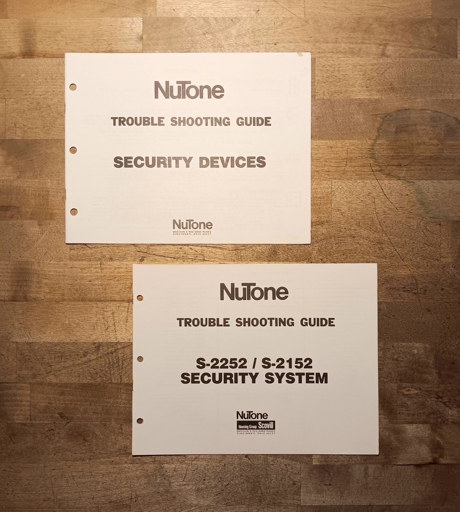 NuTone S-2252 / S-2152 Security System & Devices Troubleshooting Guides (Pair)