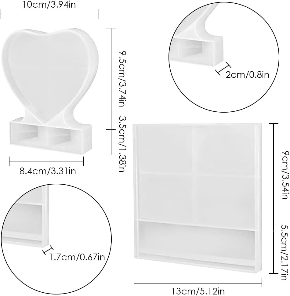 2-Pack Silicone Photo Frame Resin Molds Set - Rectangle & Heart Epoxy Casting...
