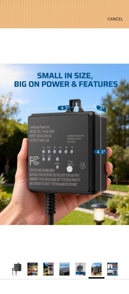 Landscape Lights Controller Low Voltage Transformer with Timer Outdoor