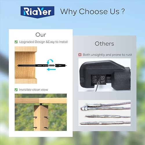 Pairs Cable Railing Kit,Invisible Crimp Fitting Cable Railing 10 Black