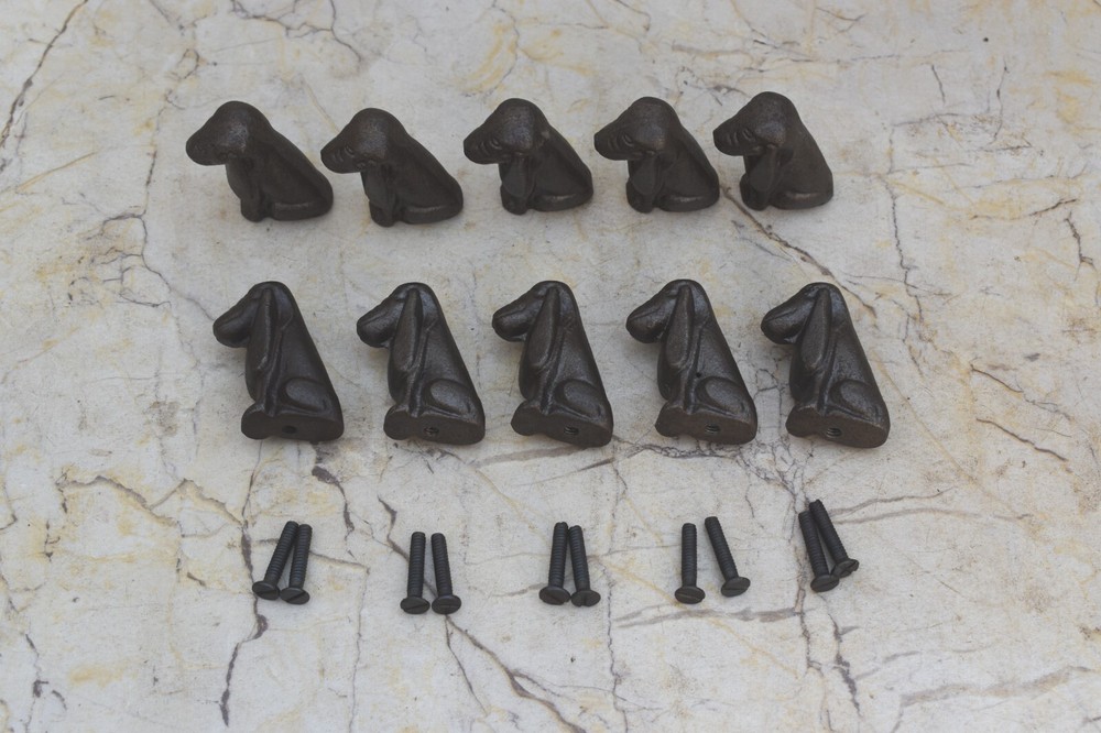 Vintage Cast Iron Dog Shape Knobs Drawer Cabinet Door Handles Knobs Pulls 10pcs