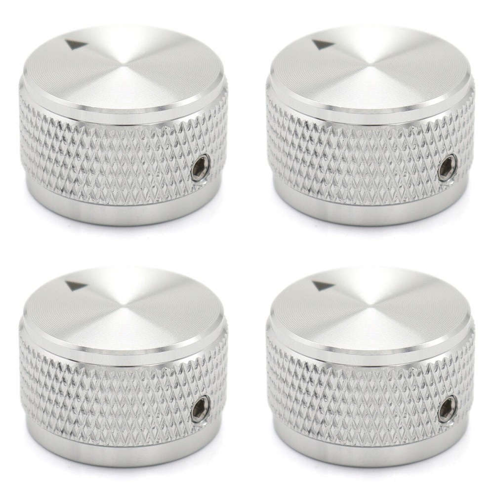 4Pcs Aluminium Alloy Electric Bass Guitar Knobs Volume Tone Control Knobs Silver