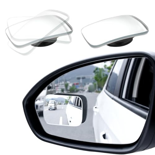 2 PCS Blind Spot Mirrors, Rounded Trapezoid HD Glass Frameless Rear Rectangular