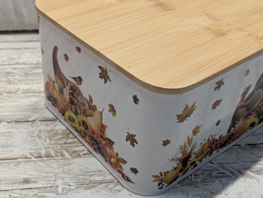 Thanksgiving Decor Tin Box Festive Container
