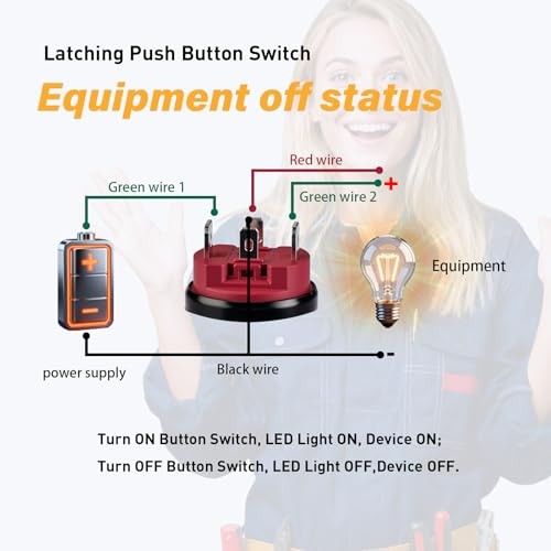 15Amp Push Button Switch，(0.63") 12V-24V Latching Push Button Switch 16mm Blue