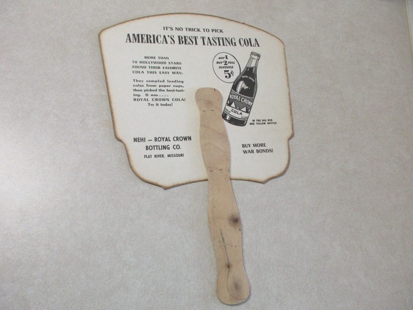 Shirley Temple Royal Crown Cola advertising hand held fan Reproduction EUC