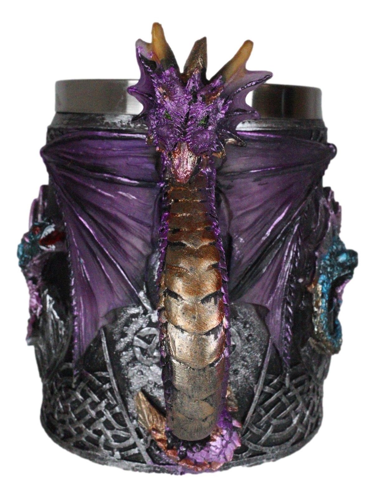 Ebros Conception Blue Fire Purple Dragon Beer Stein Tankard Coffee Cup Mug 12oz