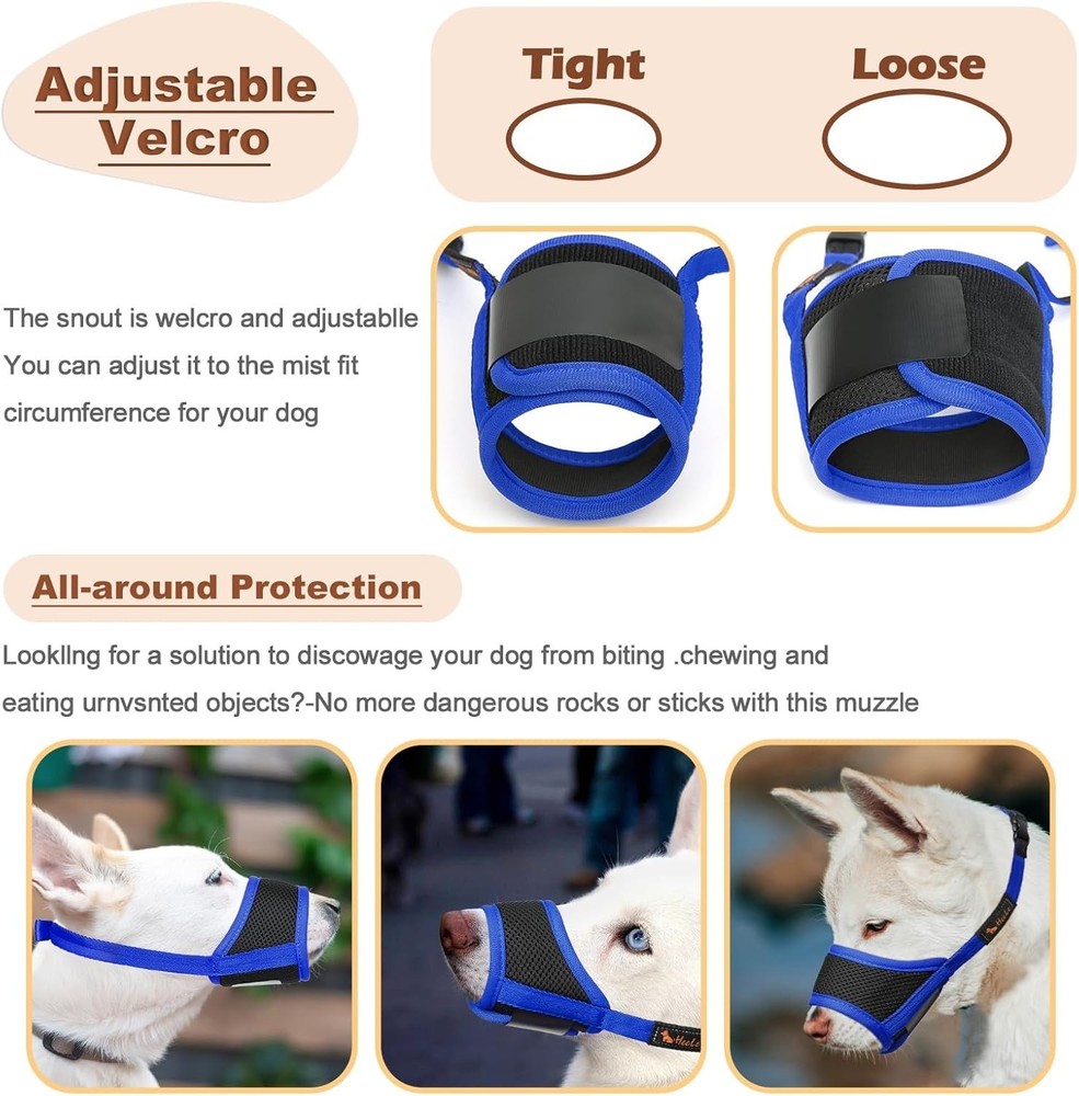 Comfortable & Humane Dog Muzzle, Anti Biting for Small, Medium & Large Dogs