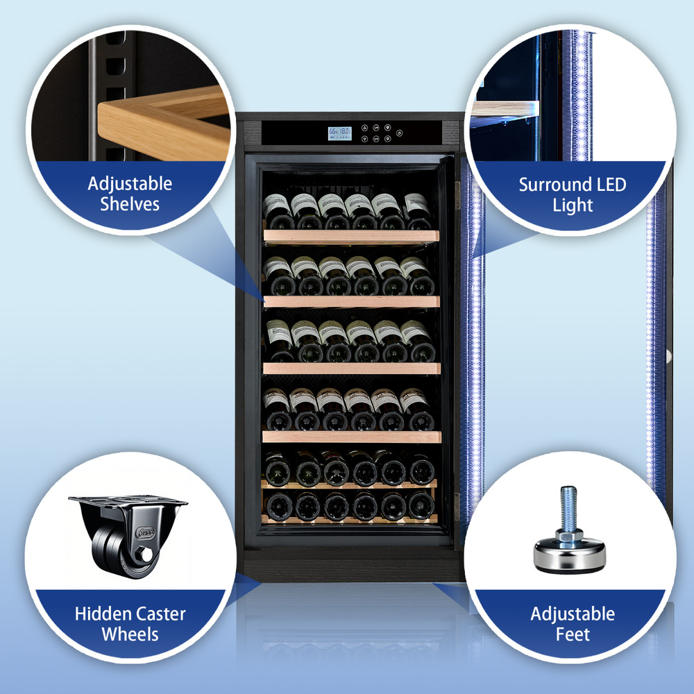 69 Bottles Touch Screen Display Constant Temperature Grape Wine Cooler,Black