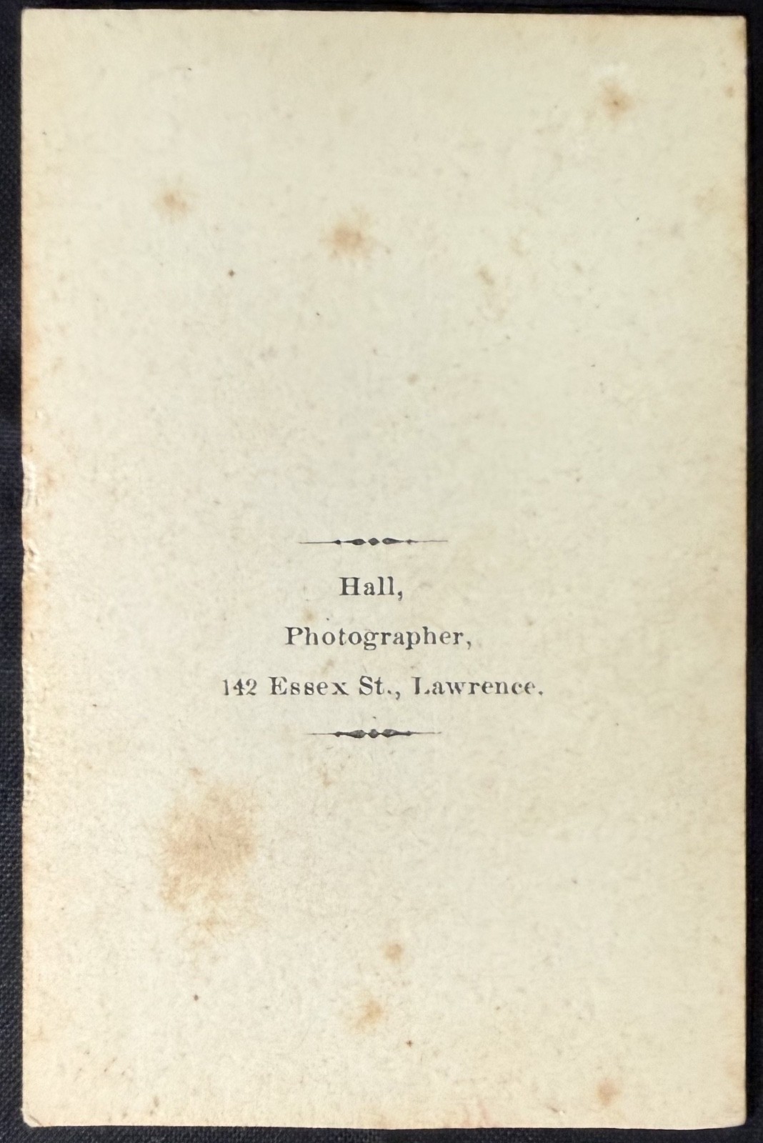 CDV of Civil War Union soldier, Alfred Hall, Lawrence, Massachusetts back mark