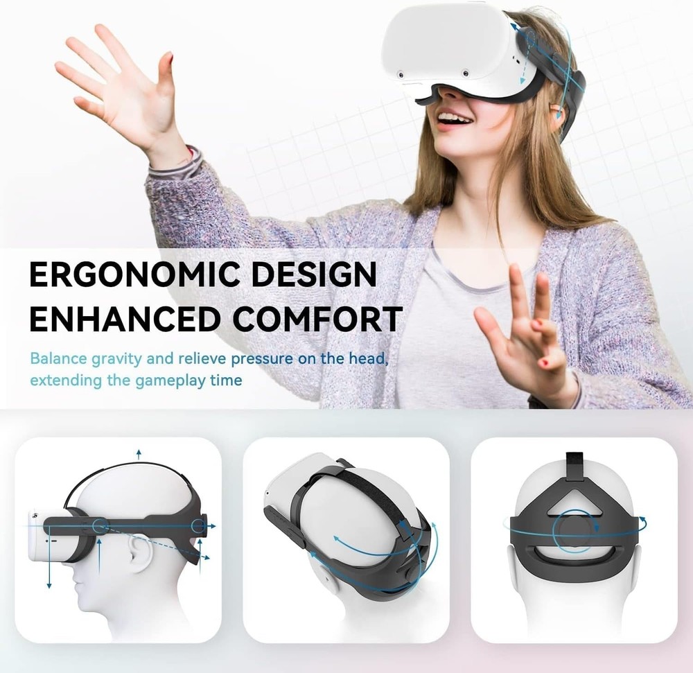 Adjustable Head Strap Compatible with Quest 2 VR Headset, Elite Strap Replace...