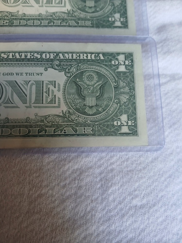 2021 X2 $1 Dollar Bills Ink Smear Errors From The Same Strap.