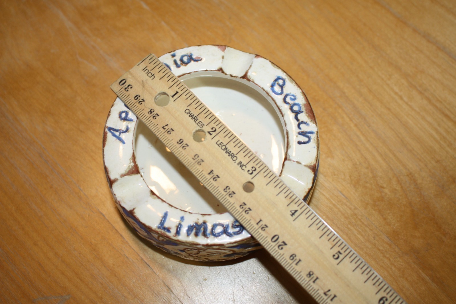 Handmade Ceramic Souvenir Ashtray Apollonia Beach Limassol Blue Lapithos Islands