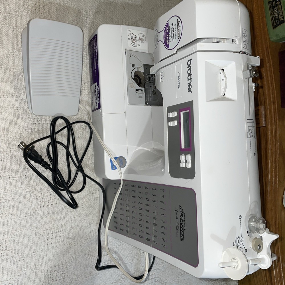 Brother White  Computerized Project Runway CE8080PRW Sewing Machine LCD Display