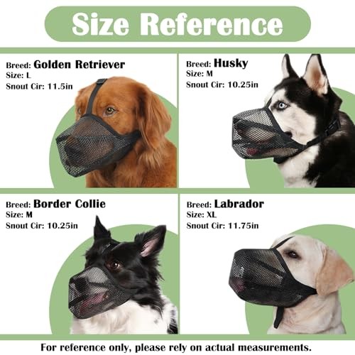Dog Muzzle, Soft Mesh Muzzle for Small Medium M [Snout Cir: 9¾"-10¾"] Black