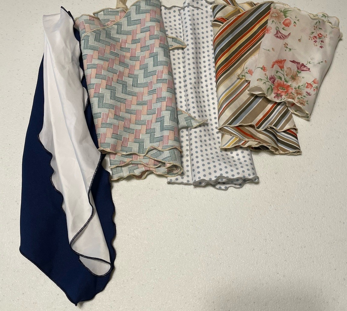 Vintage Scalloped Scarf Scarves Lot Of 5 Neckerchiefs DCI Polyester Rectangular