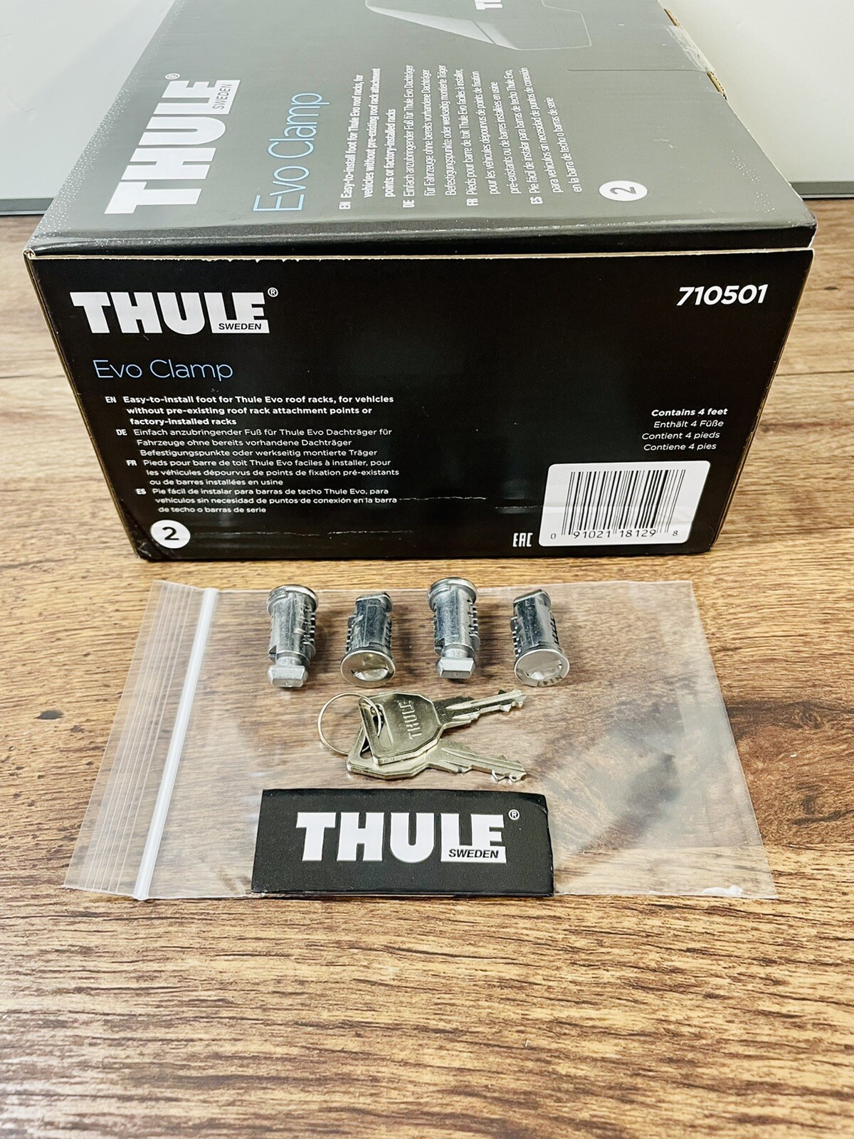 Thule Evo Clamp Foot Pack 710501 + Thule Metal Locks 4-Pack (Free $74.95 Value)