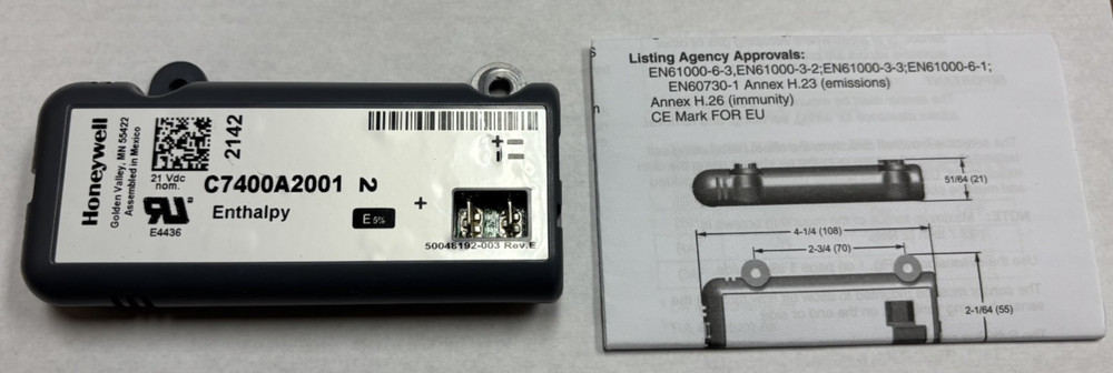 Honeywell C7400A2001 Gray Plastic HVAC Enthalpy Sensor Model C7400A2001