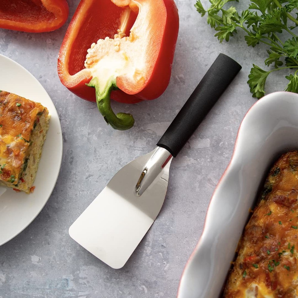 2 Pack Cutlery Mini Server with Black Handle Small Serving Spatula Turner