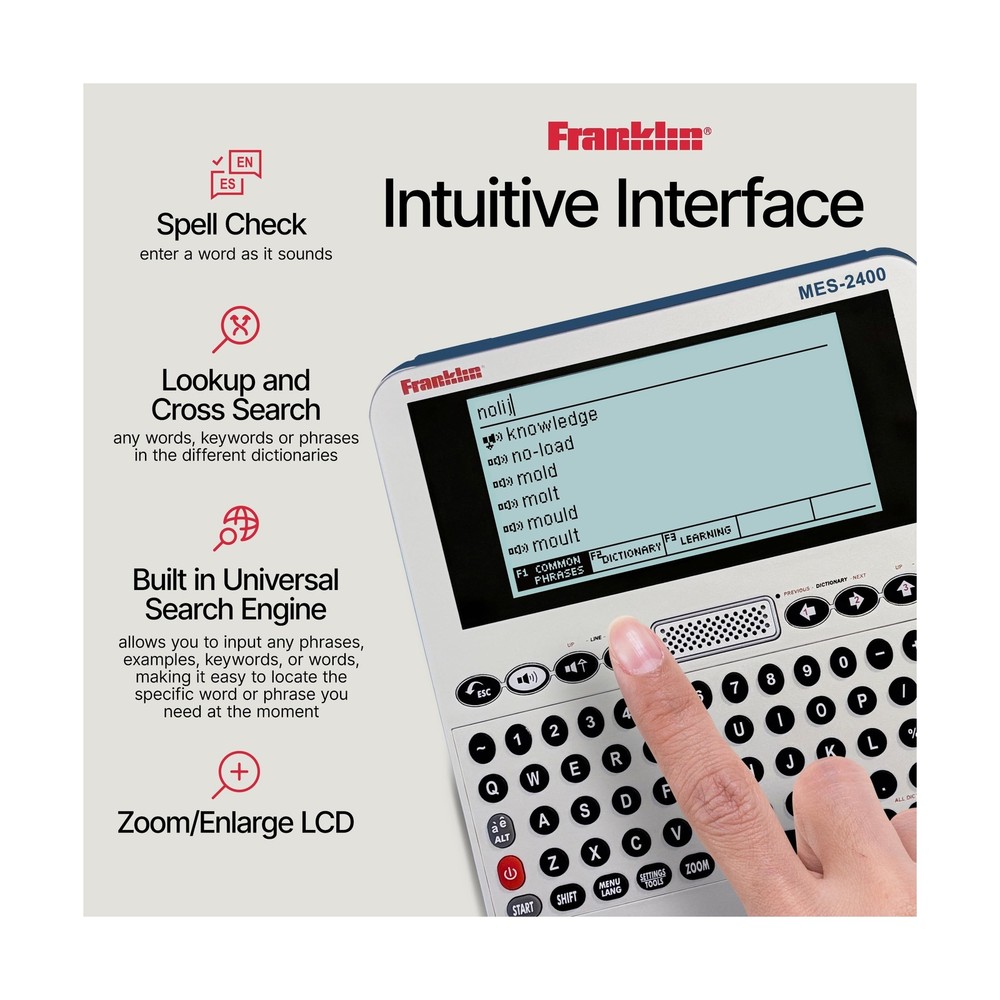 Franklin MES-2400 Digital Talking Dictionary, Multi-Language Translator, Talk...
