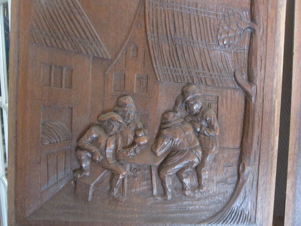 decorative pair off oak carved pannels renaissance style
