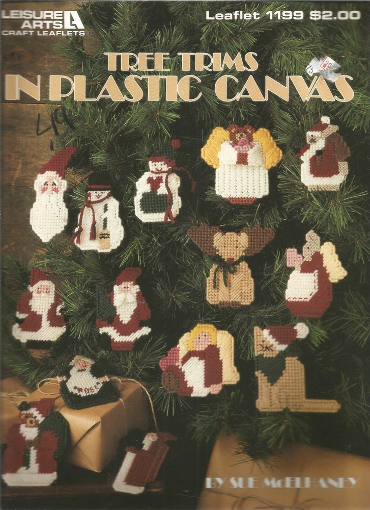 Plastic Canvas Patterns Christmas Tree Trims Ornaments Santa Snowmen Angel E51