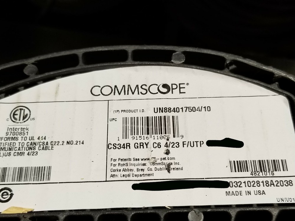 Commscope CS34R 23/4P Cat6 F/UTP WebTrak Riser Shield Network Cable Gray /100ft