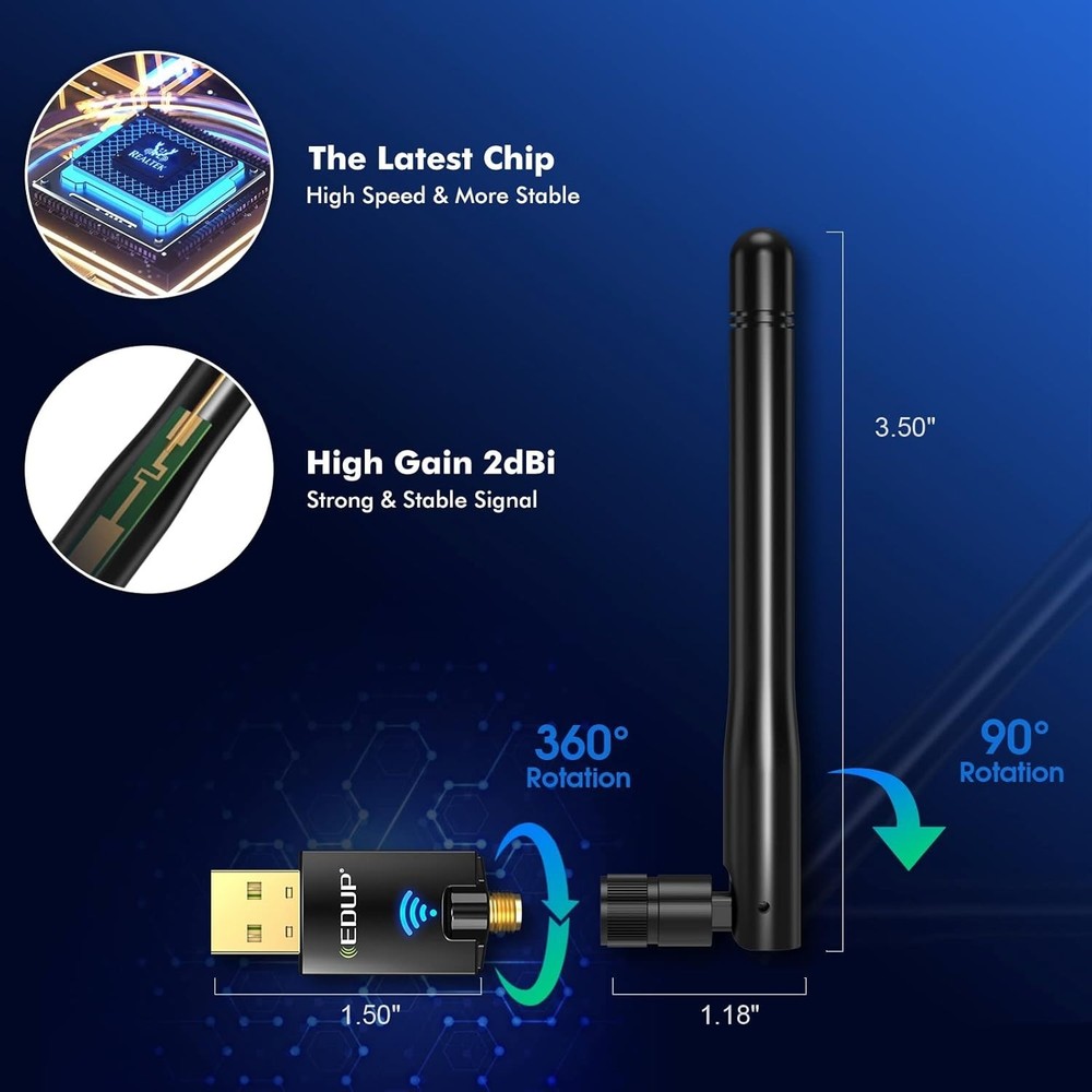 Advanced AC600M USB WiFi Adapter - 600Mbps for Optimal Gaming & Browsing - Black