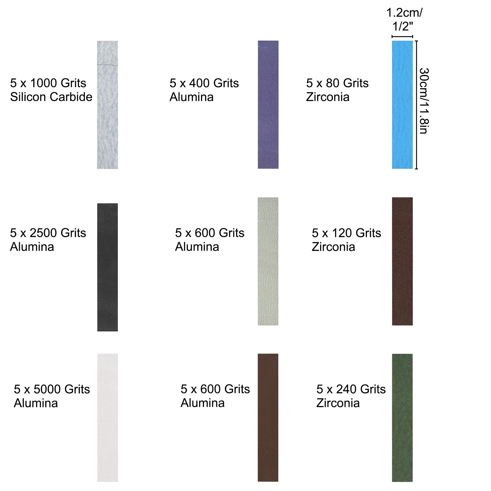 45x 80-5000Grit 1/2" X 12" Sharpener Sanding Belt For Work Sharp Knife Sharpener