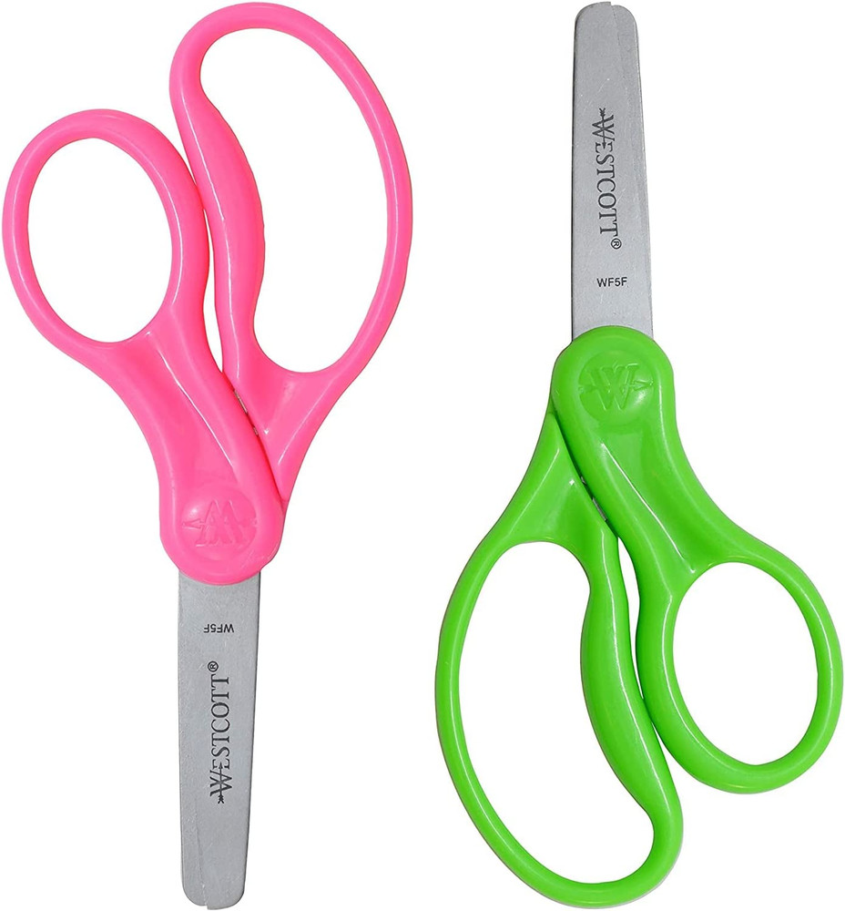 5" Hard Handle Kids Scissors, Blunt, Assorted Colors, 2-Pack