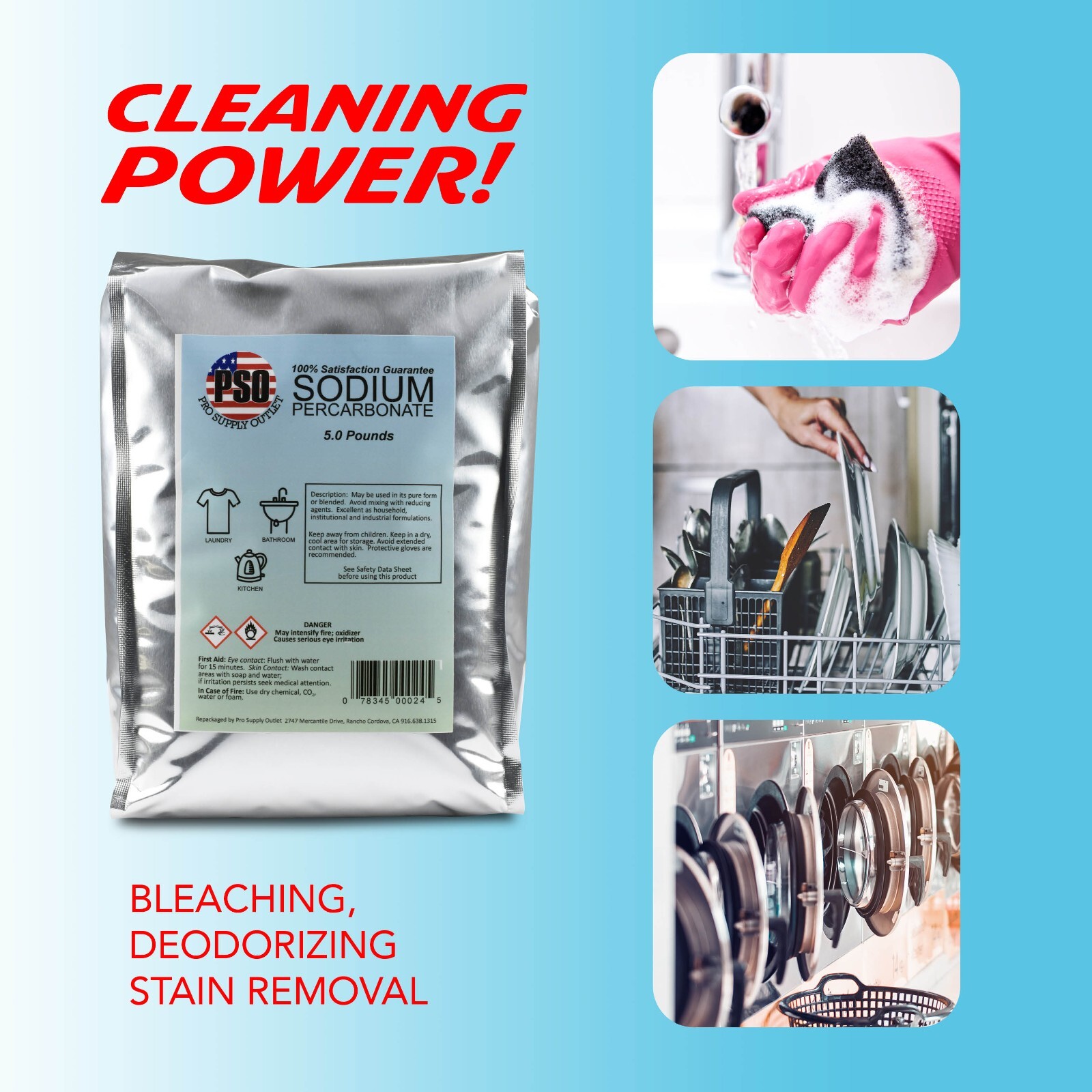 5lb Granular Coated Sodium Percarbonate-hydrogen peroxide-Oxidizing agent