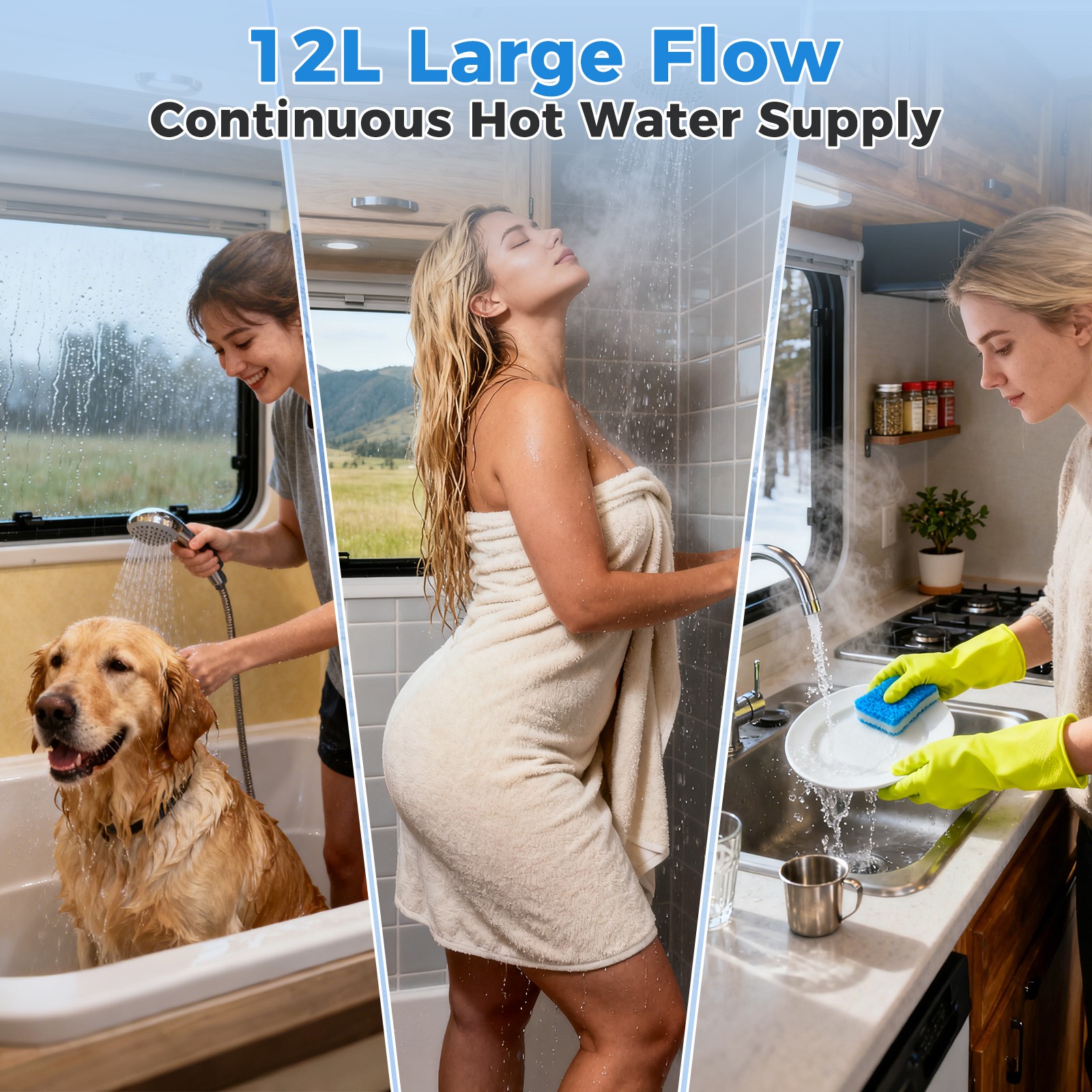 68000 BTU RV Tankless Water Heater Propane Gas 3.9GPM w/Controller Instant Hot