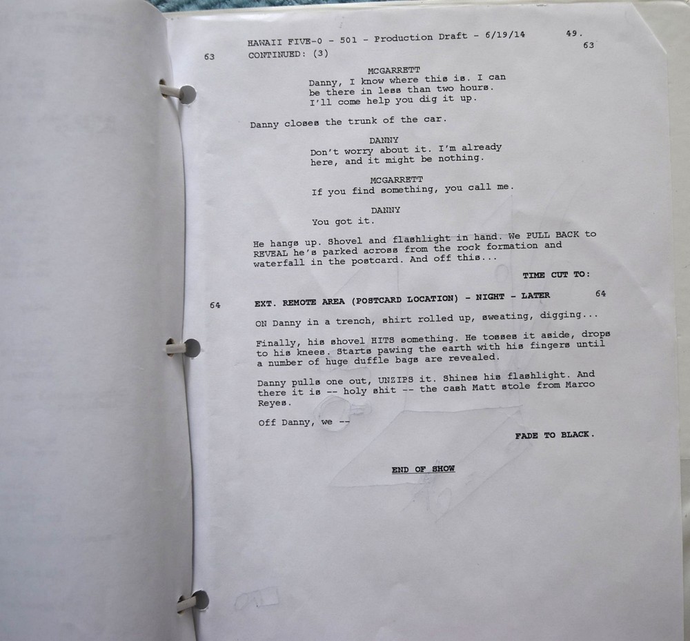 2014 Hawaii Five-O "Nu'a Nalu" Original Script + Shooting Schedule