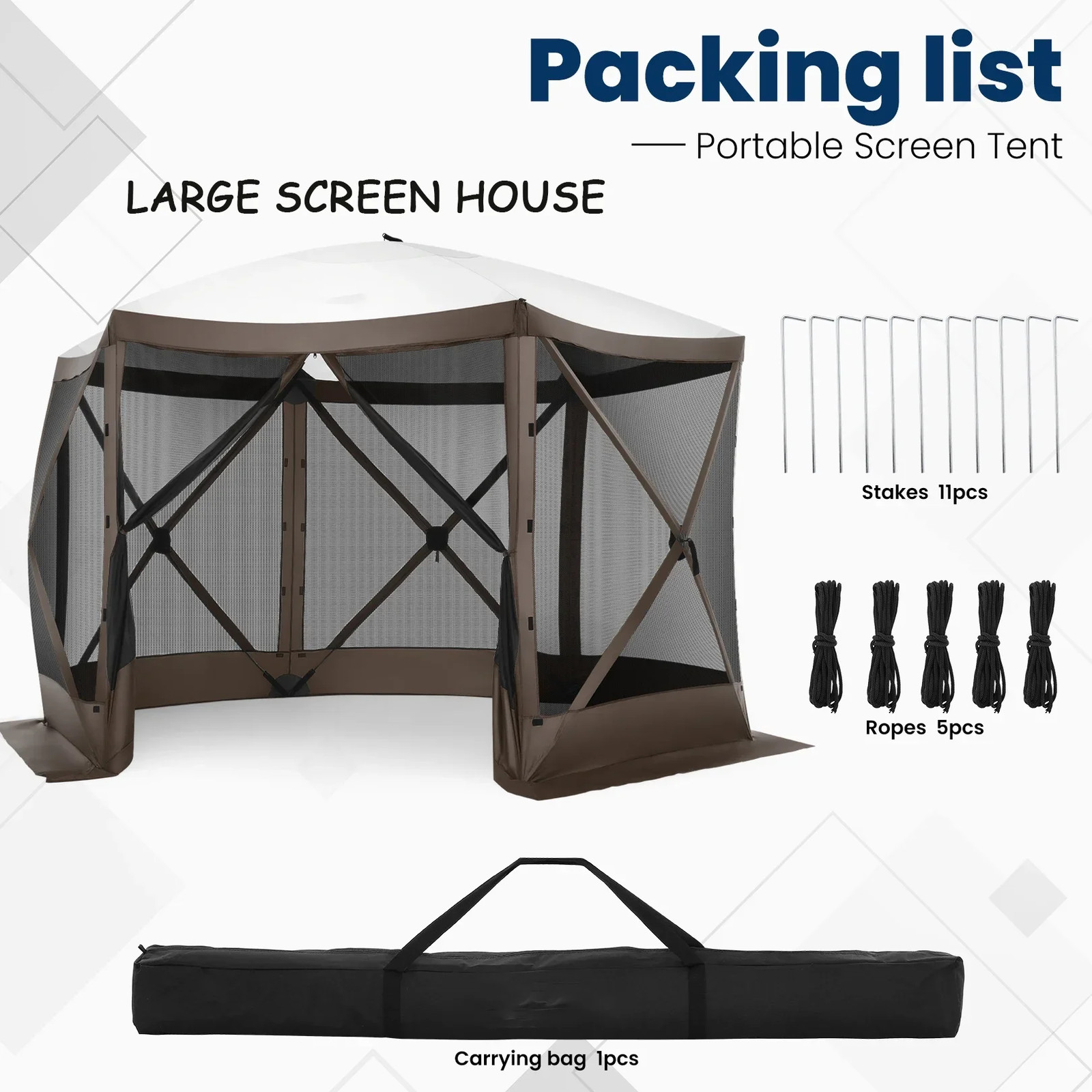 COBIZI C000044 12'x12' Pop-up Gazebo Outdoor Camping Tent with 6 Sides Mosquito