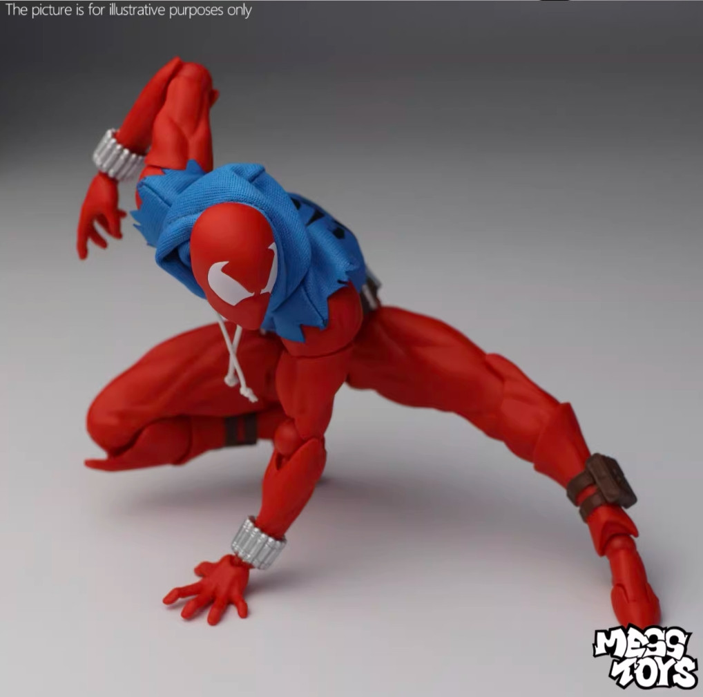 In Stock Mess Toys Spider-Man Scarlet Hero Blue Cloth Battle Suit Action Figure