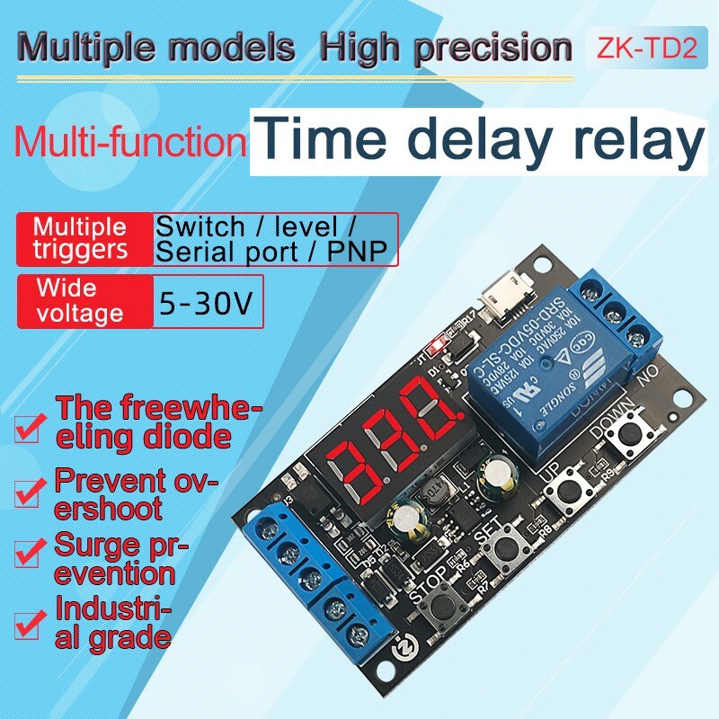 ZK-TD2 Time Delay Relay Module 5V12V24V Compatible Trigger Cycle Timing