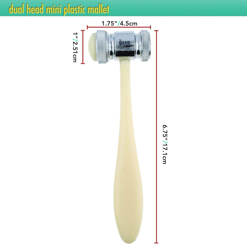 Beadsmith Interchangeable Dual Head Mini Mallet Domed & Flat Steel & Nylon