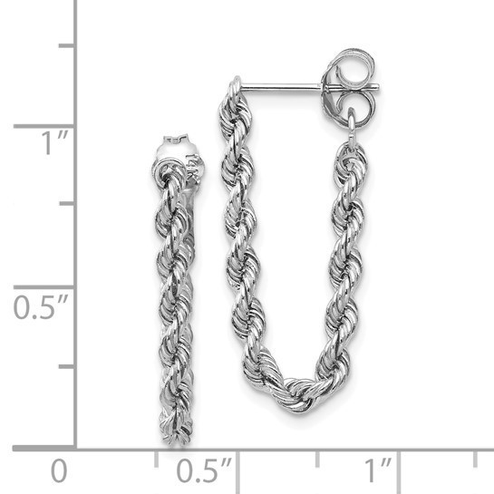 10k White Gold Rope Chain Dangle Post Earring