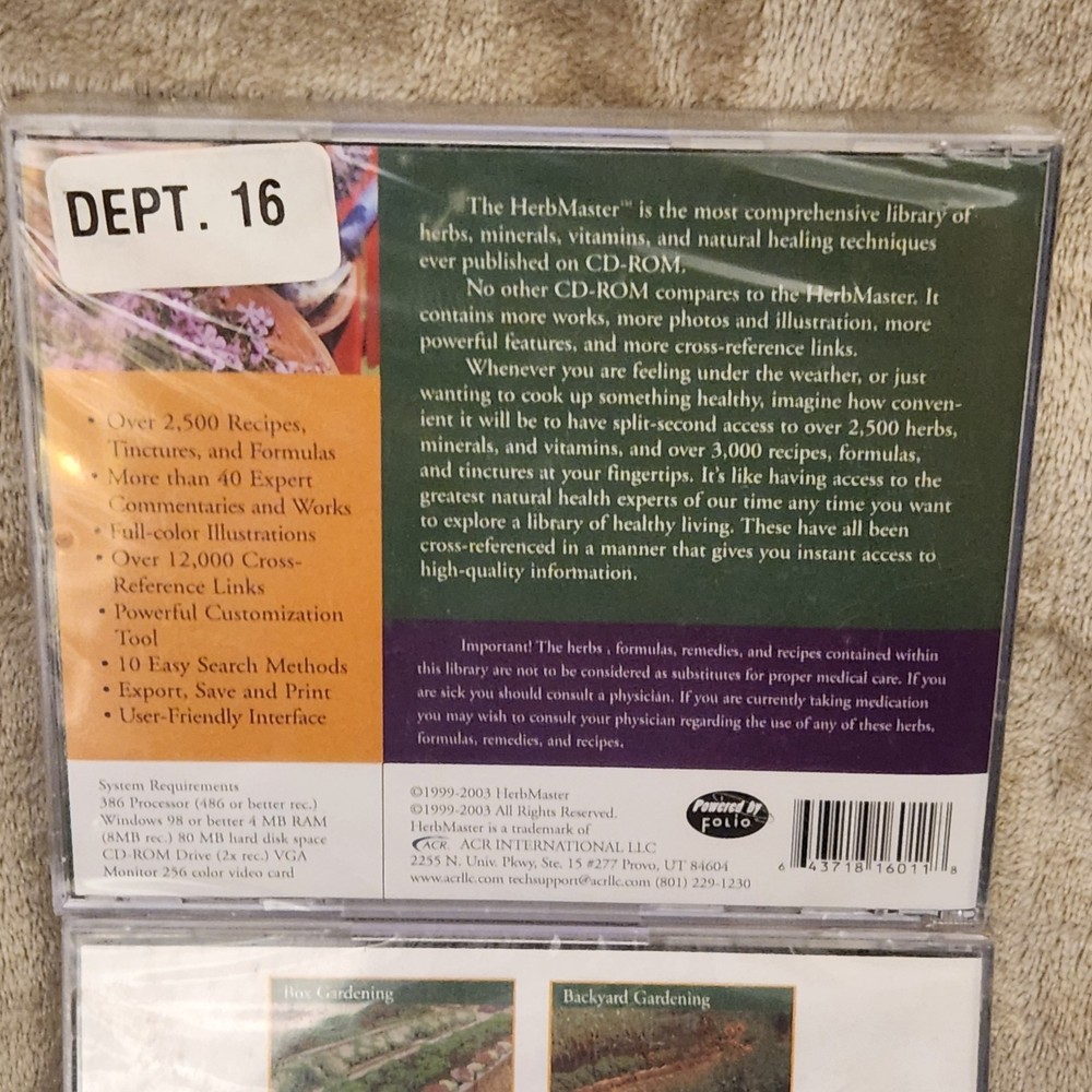 HERB MASTER & GARDEN MASTER Complete Herbal Reference Library (CD-ROM 2003)