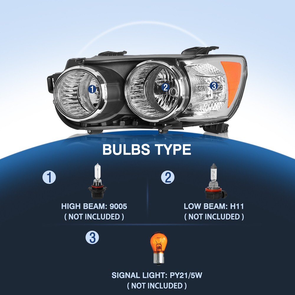 [Chrome Bezel] Headlight For 2012-2016 Chevy Sonic Headlamp Left Driver Side