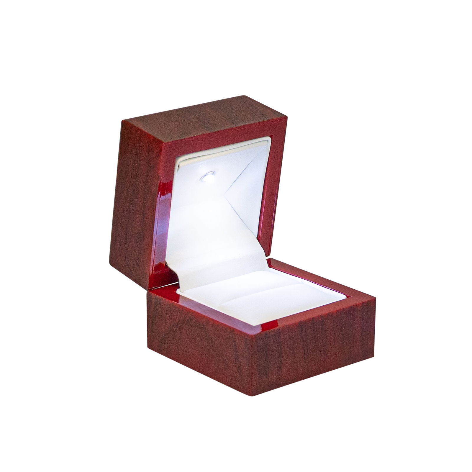 Novel Box Cherry Wood Ring Box, Led Light Ring box for Engagement Proposal