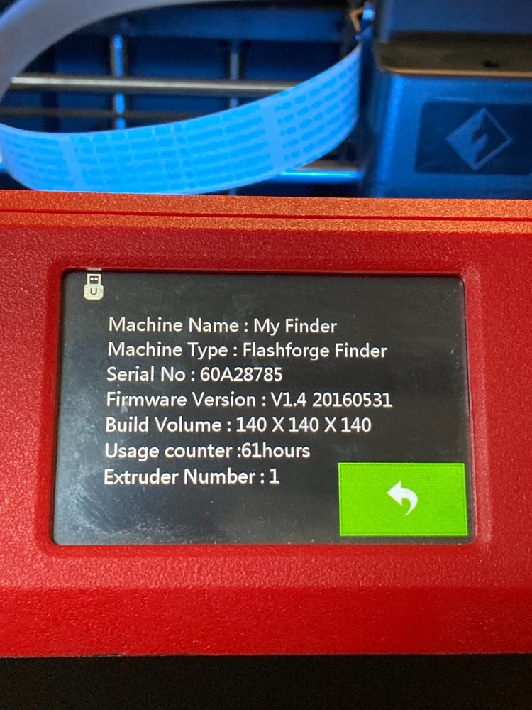 FlashForge Finder 3D Printer Version V1.4 20160531 (Usage 61 hrs) - Printer Only