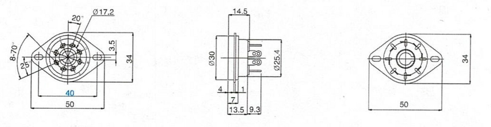 NEW 8-Pin Tube Socket Belton Micalex Chassis Mount