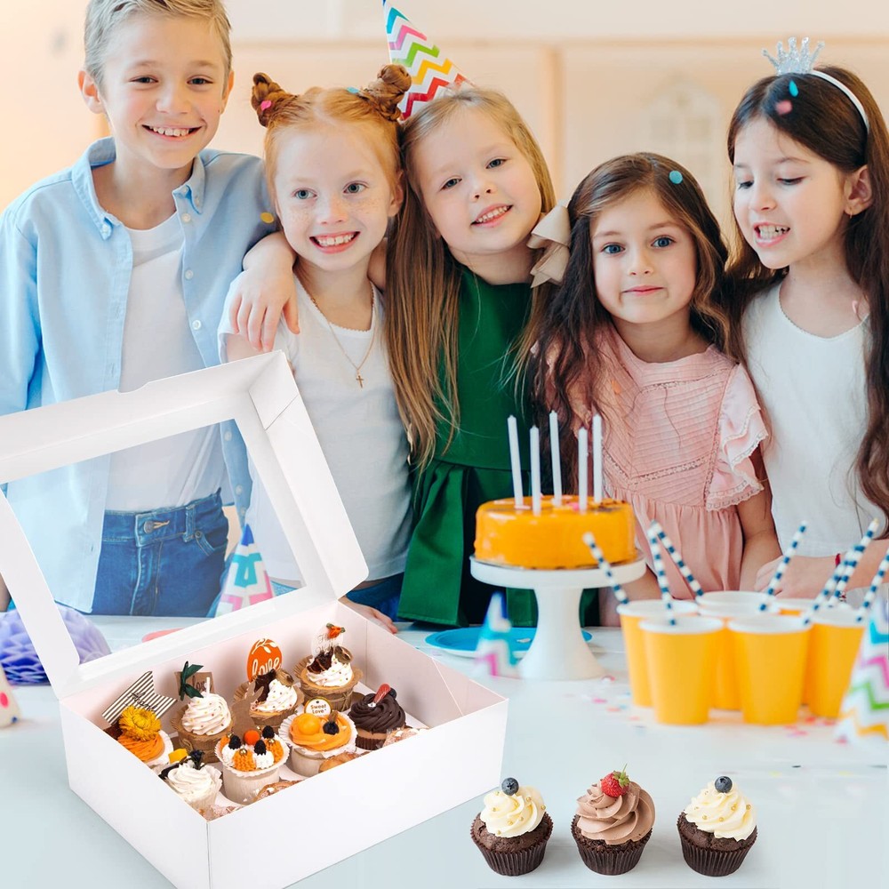 12 Count Cupcake Boxes, 6PCS Cupcake Container with Window Boxes Holding 72 Past