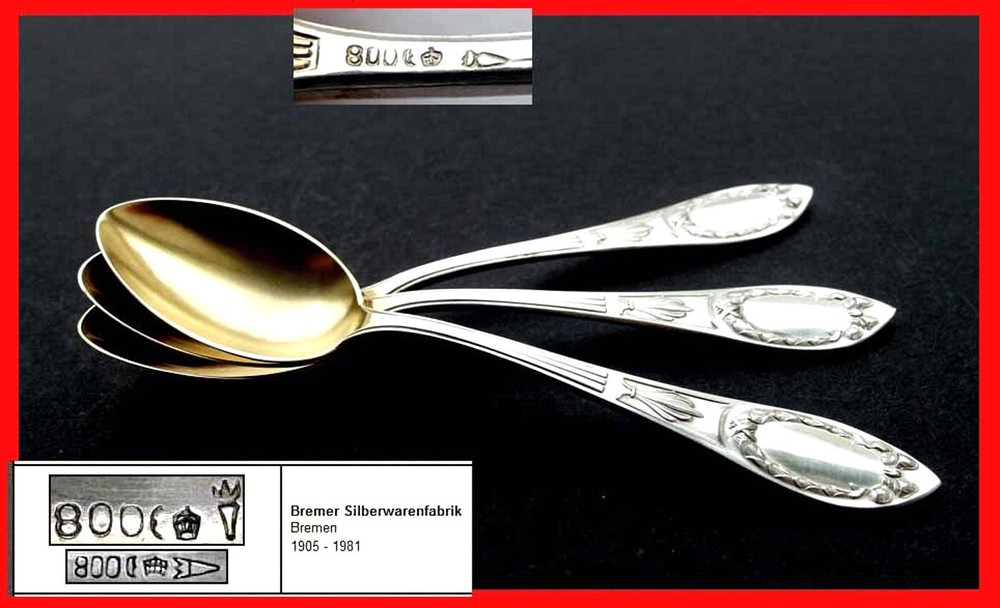 1. 3. Empire Spoon, Bremer Silverware Factory, 800 Silver E362