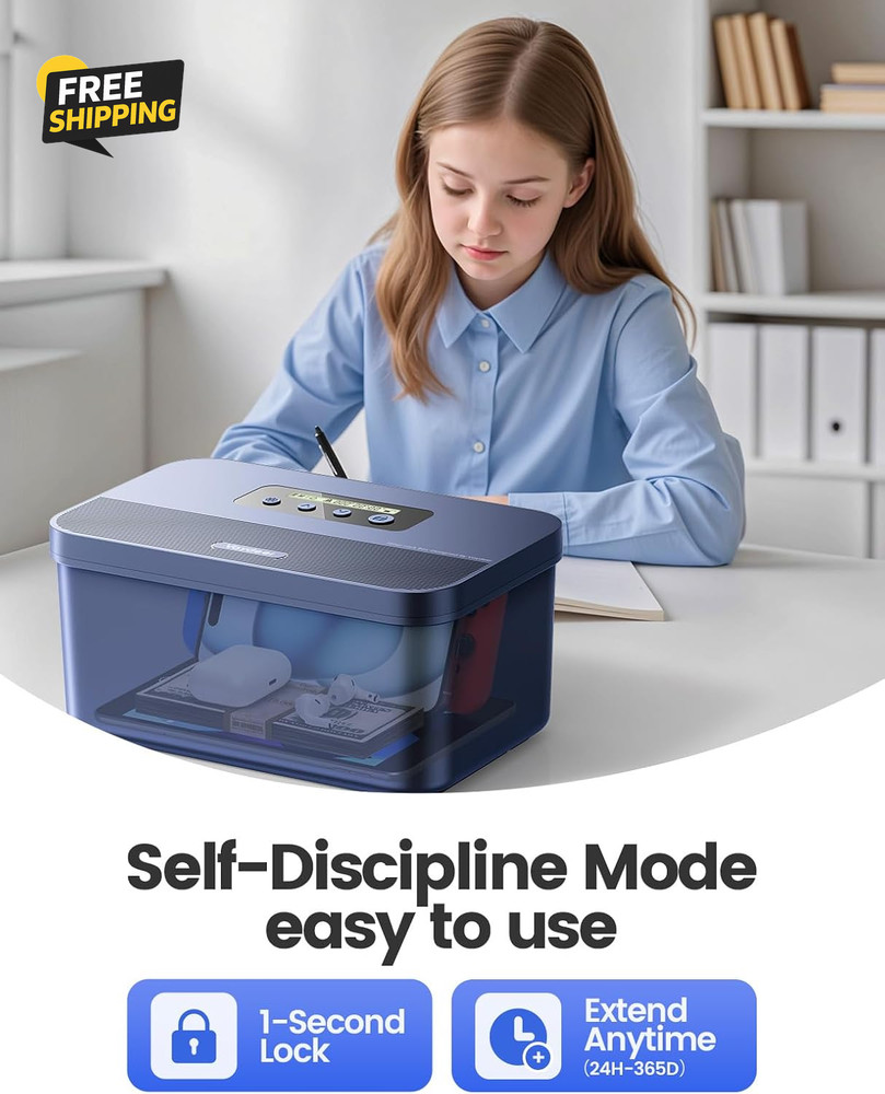 Safe Timed Lock Box, Phone Lock Box with Timer Unplug from Phones