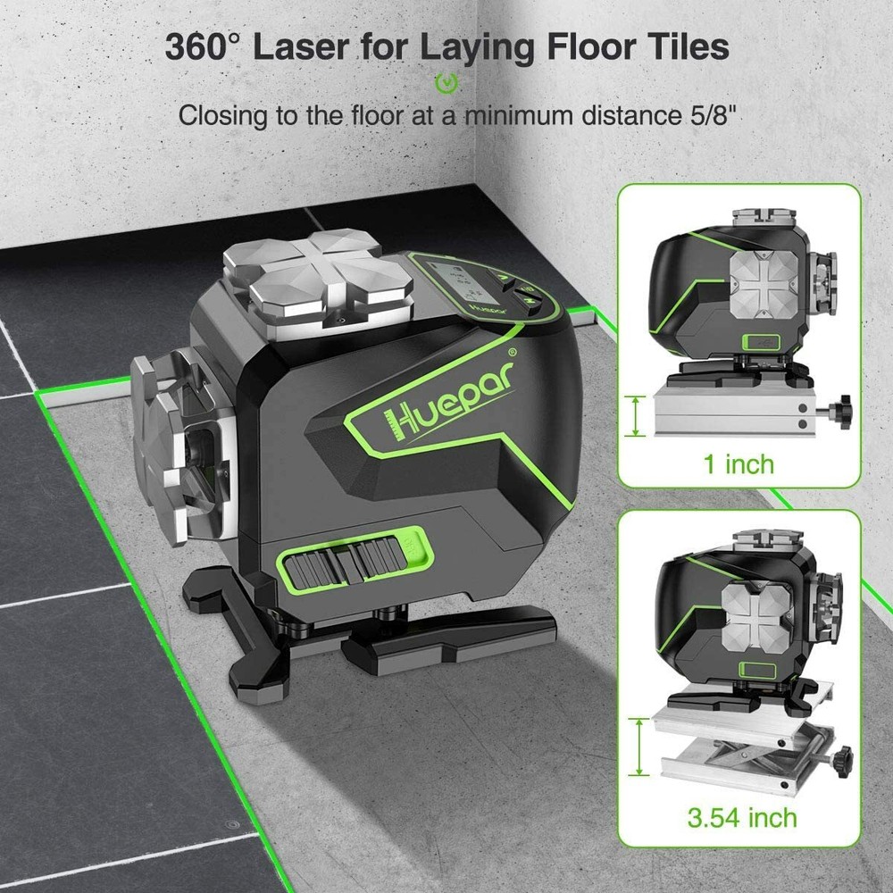 Huepar 3x360° Self-Leveling Bluetooth Connected Laser Level with LCD Screen