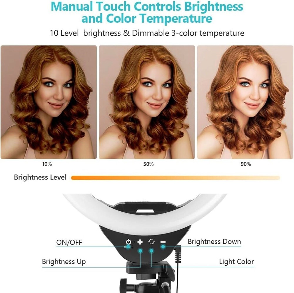 Sensyne 10'' Ring Light with 50'' Extendable Tripod Stand, LED Circle Light Plus